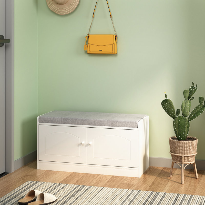 Shoe Storage Bench with 2 Door Cabinet